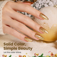 Beetles Gold Gel Nail Polish Starlit nails full coverage for shimmering elegance.