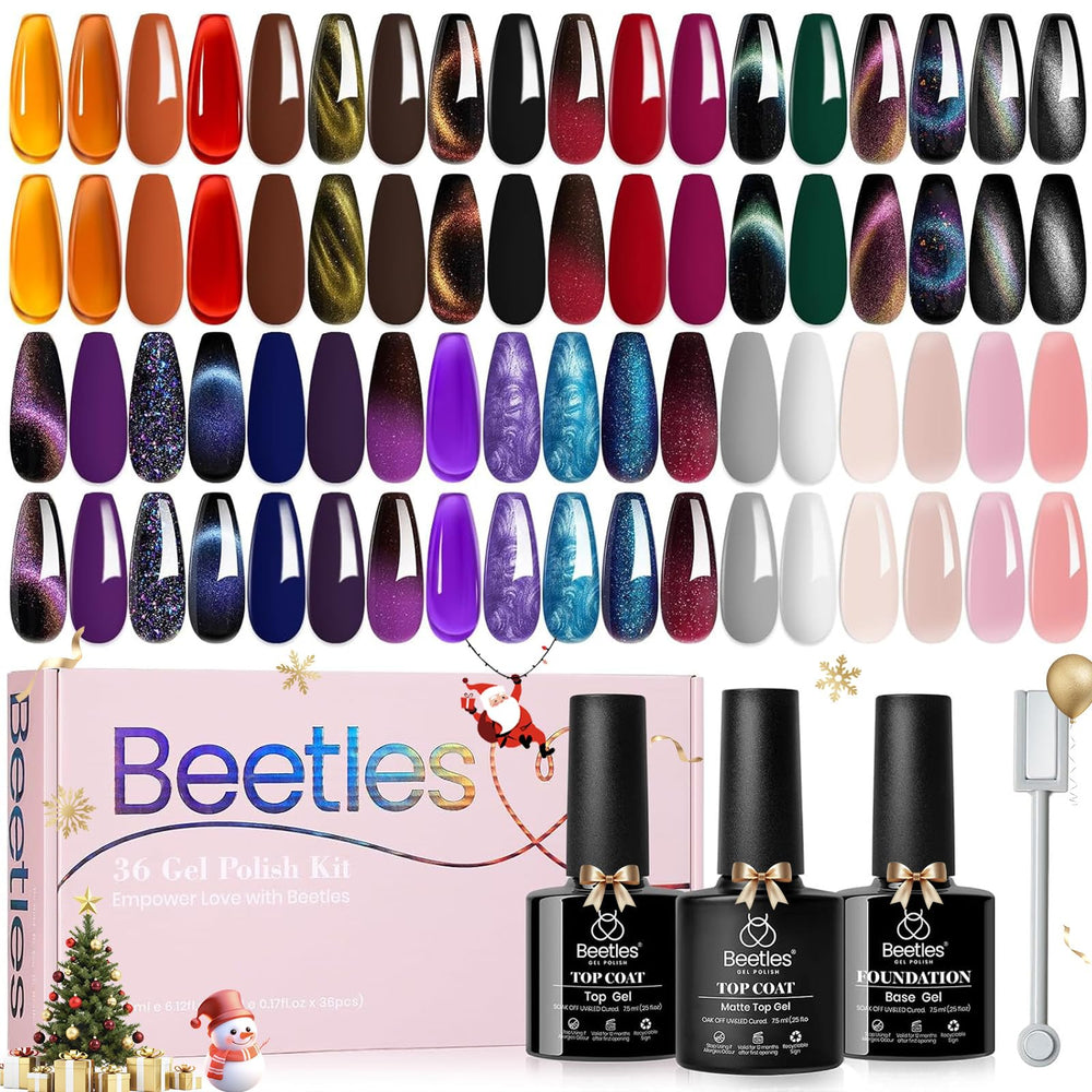 Beetles Halloween Gel Nail Polish treasure box collection with 36 colors for festive nails.