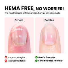 Beetles HEMA-free base coat swatches demonstrate smooth adhesion potential