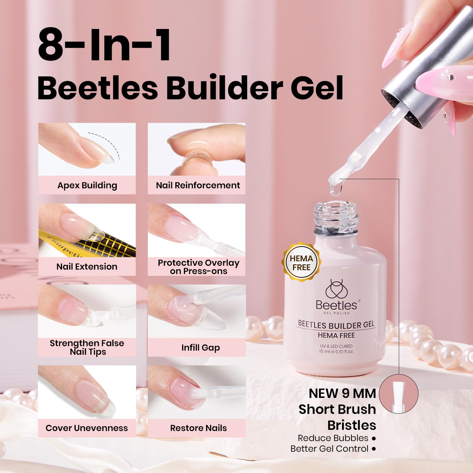 Beetles HEMA-free builder gel sculpting action on nails