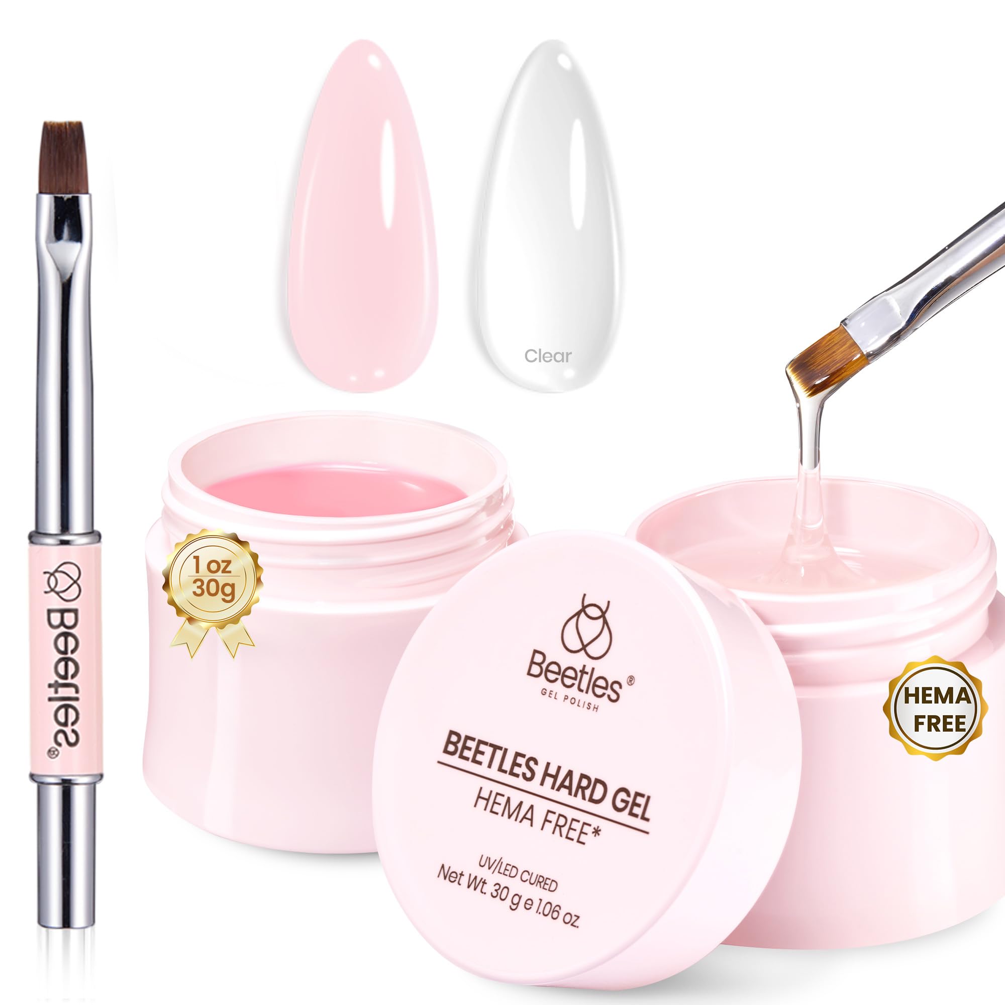 Beetles HEMA-Free hard gel packaging highlights skin-friendly formula for professionals