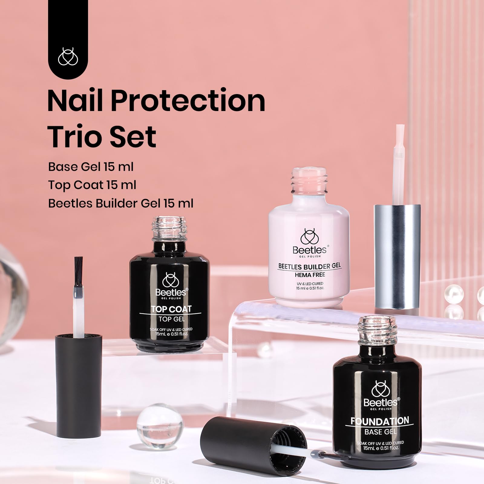 Beetles hema-free pink builder gel application demonstrates smooth brush strokes for precise sculpting
