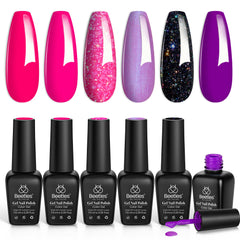 Beetles hot pink gel nail polish set color-palette shows six vibrant shades for DIY manicures.