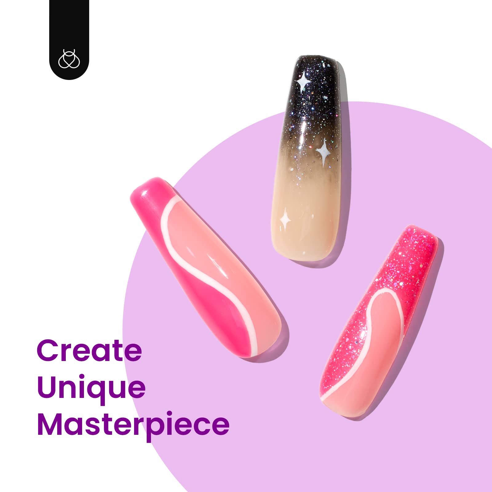 Beetles hot pink gel nail polish set swatch-wheel displays six colors for quick decisions.