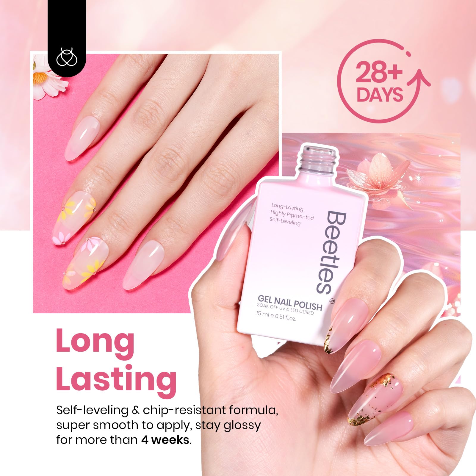 Beetles Jelly Gel milky-white and nude-brown tones on swatches suit fall nail looks.