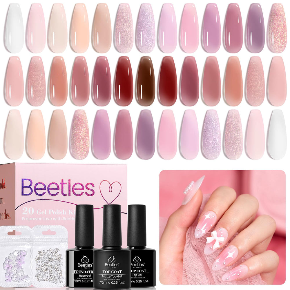 Beetles Jelly Gel Nail Kit: 20 color swatches for at-home manicure ideas