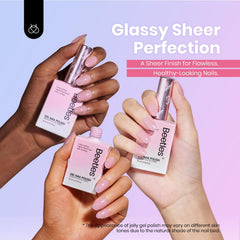 Beetles Jelly Gel Nail Polish application close-up demonstrating glossy high shine finish.