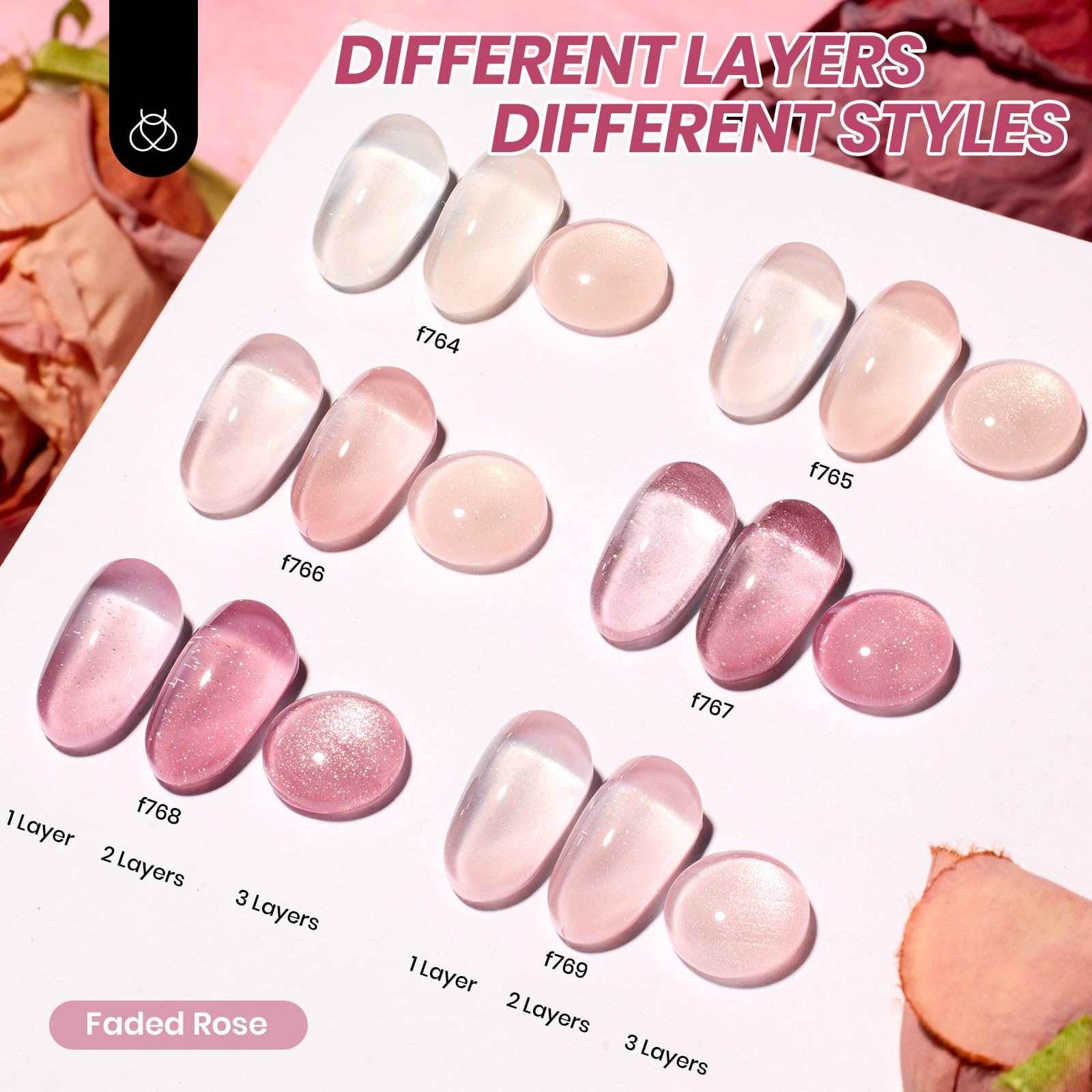Beetles Jelly Gel Rose shade swatch showcases faded rose tone for chic everyday wear.