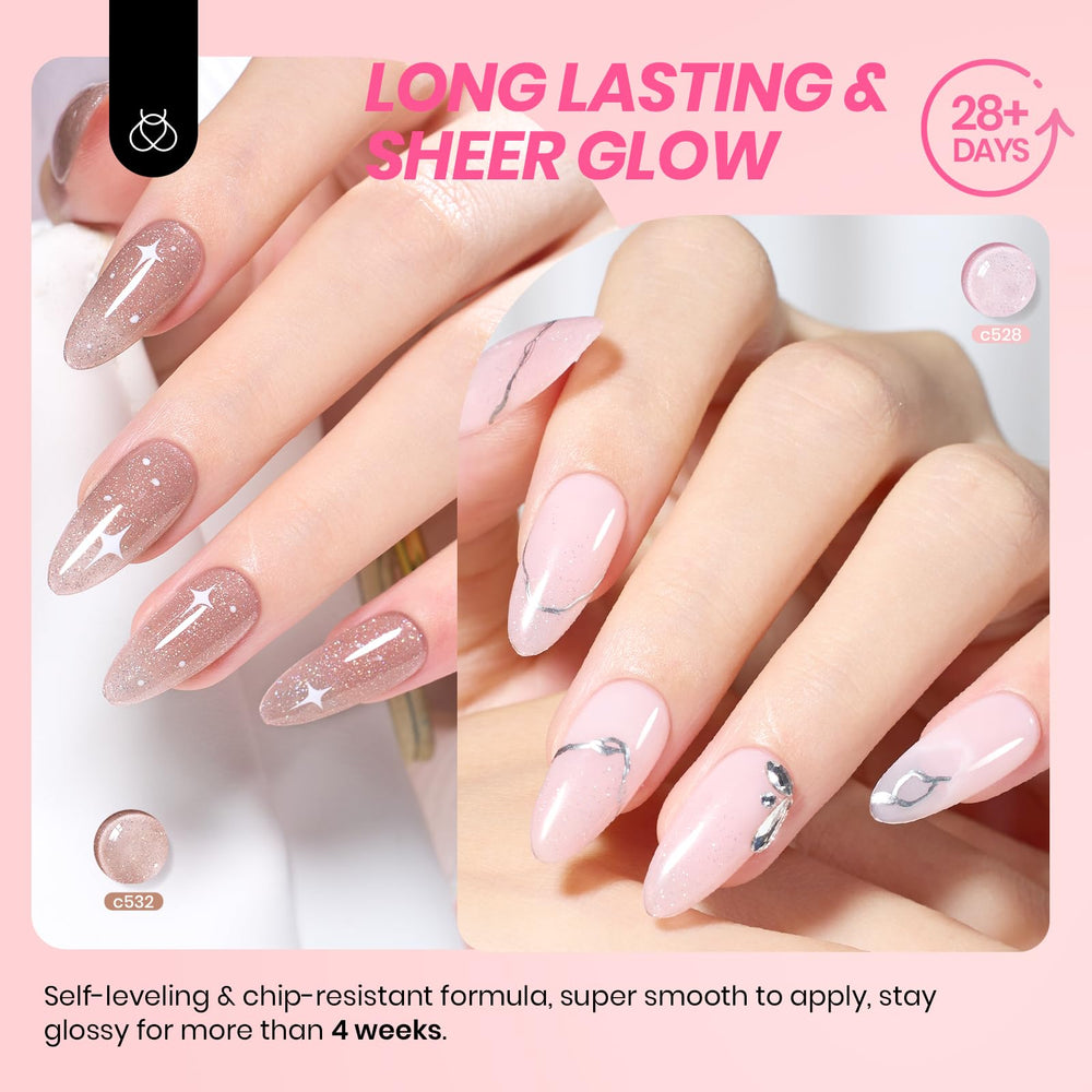 Beetles Jelly Gel Polish collection bottle with glossy finish suggests long-lasting wear.