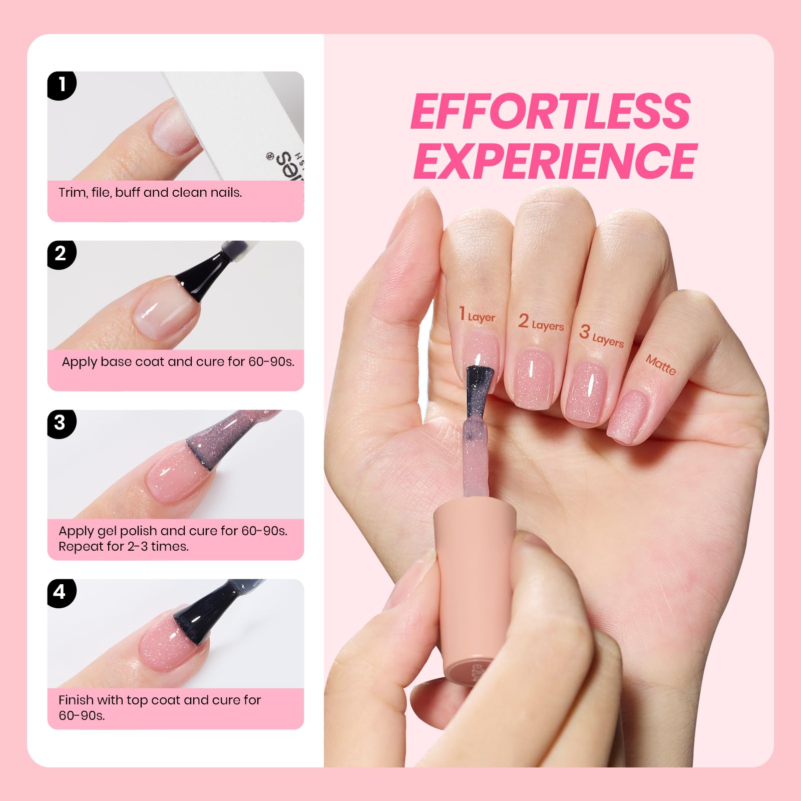 Beetles Jelly Gel Nail Polish set presented with brush for easy at-home manicure.