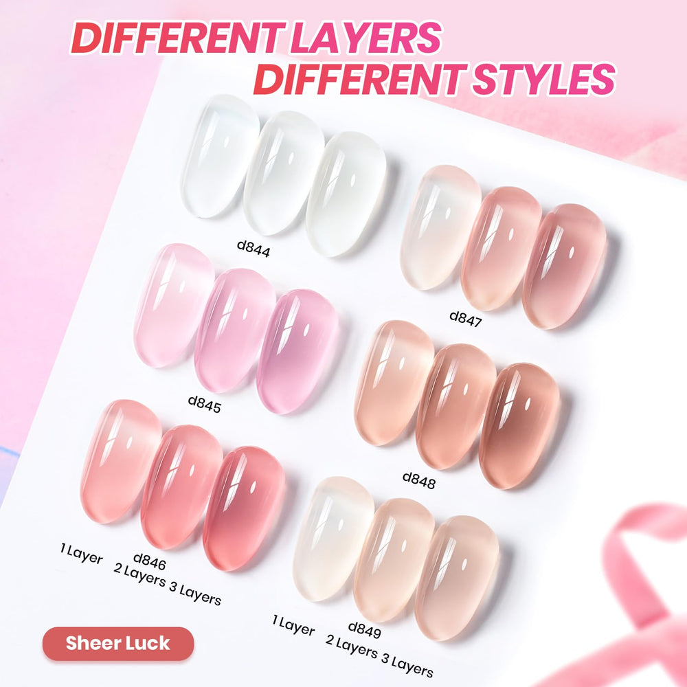 Beetles Jelly Gel Nail Polish Set nude-pink shade close-up for elegant French and swirls.