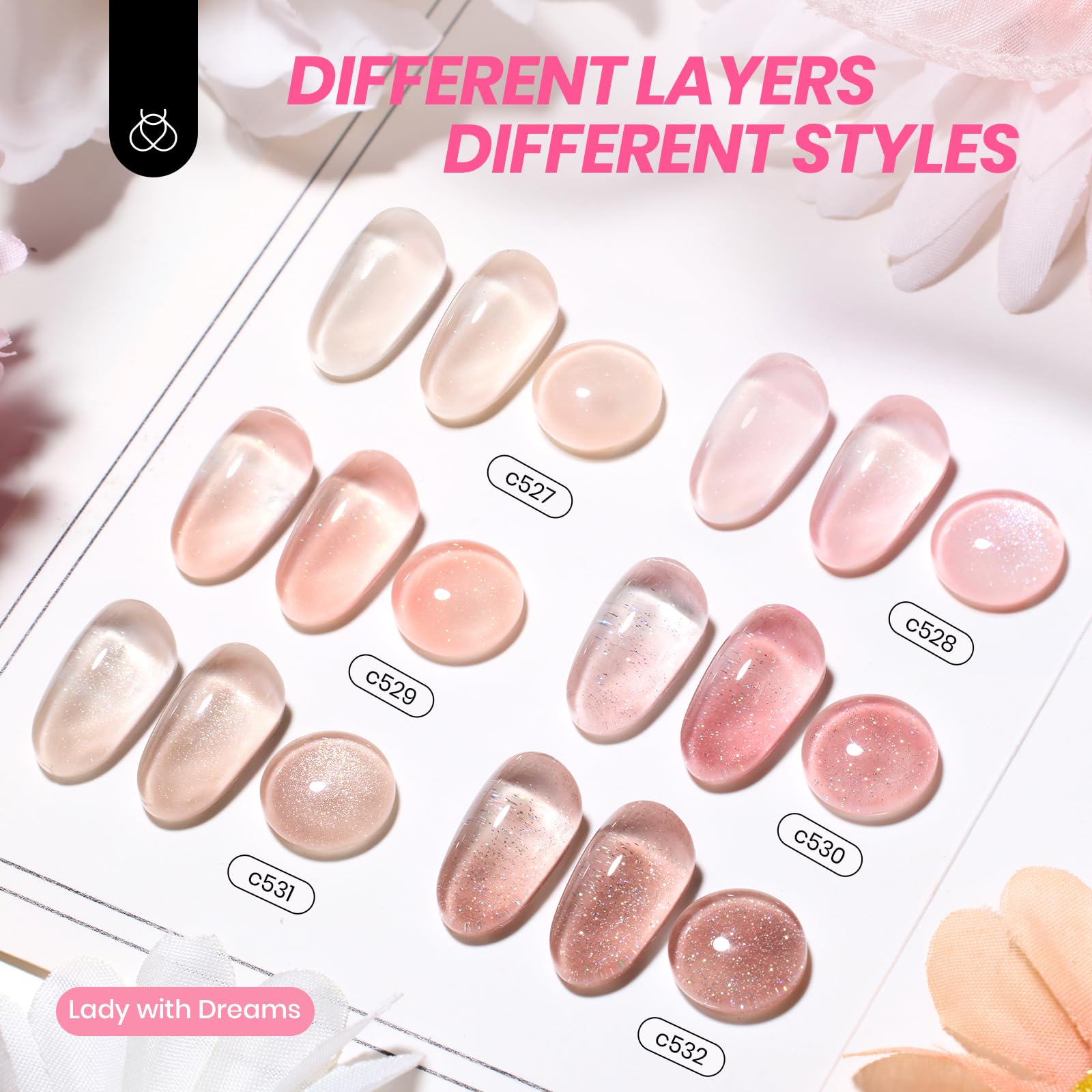 Beetles Jelly Gel Polish nude pink close-up demonstrates natural translucency for chic tips.