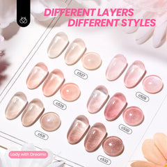 Beetles Jelly Gel Polish nude pink close-up demonstrates natural translucency for chic tips.