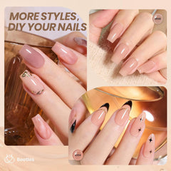 Beetles Jelly Gel Nail Polish Set nude swatches for sheer layering and French tips