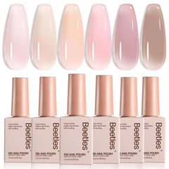 Beetles Jelly Gel Nail Polish Set packaging shows a chic, gift-ready kit for DIY nails.
