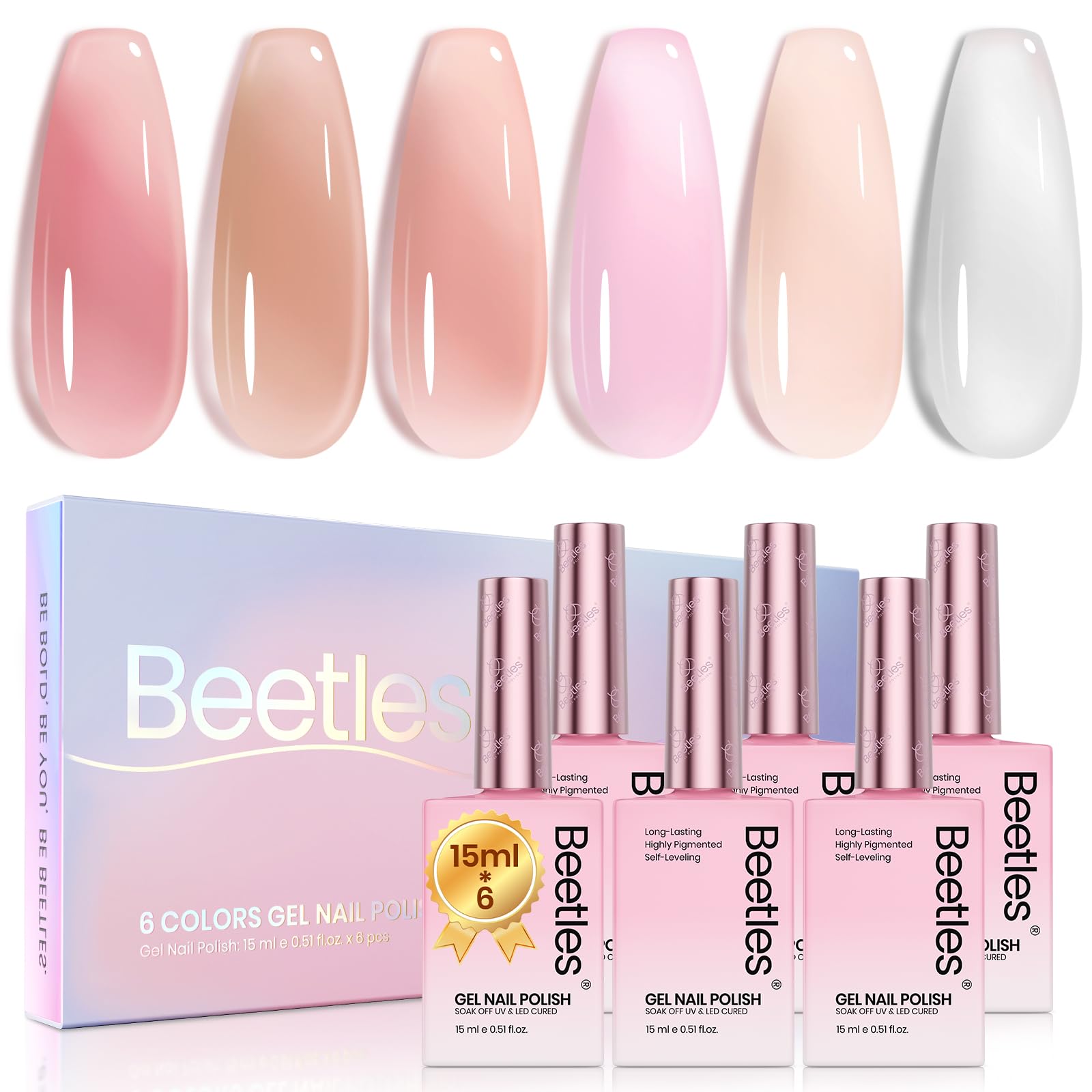 Beetles Jelly Gel Nail Polish shades display for versatile, long-lasting manicures.