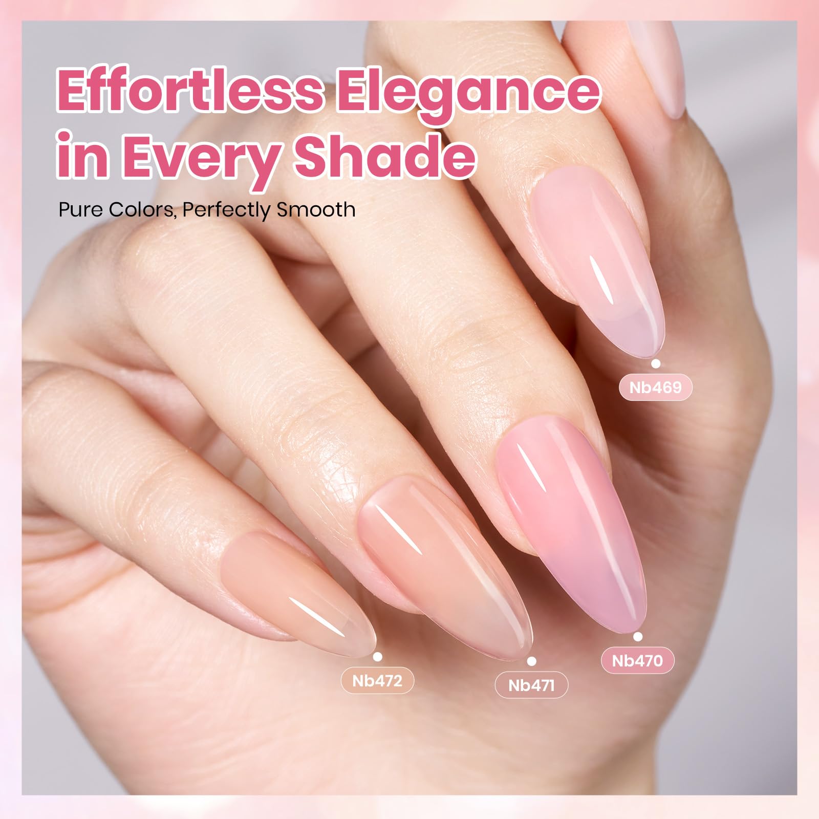 Beetles Jelly Gel color palette close-up emphasizes glassy finish for nail art.