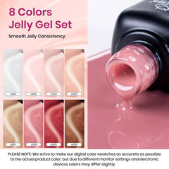 Beetles Jelly Gel Polish Set swatches display nude tones for easy color matching.