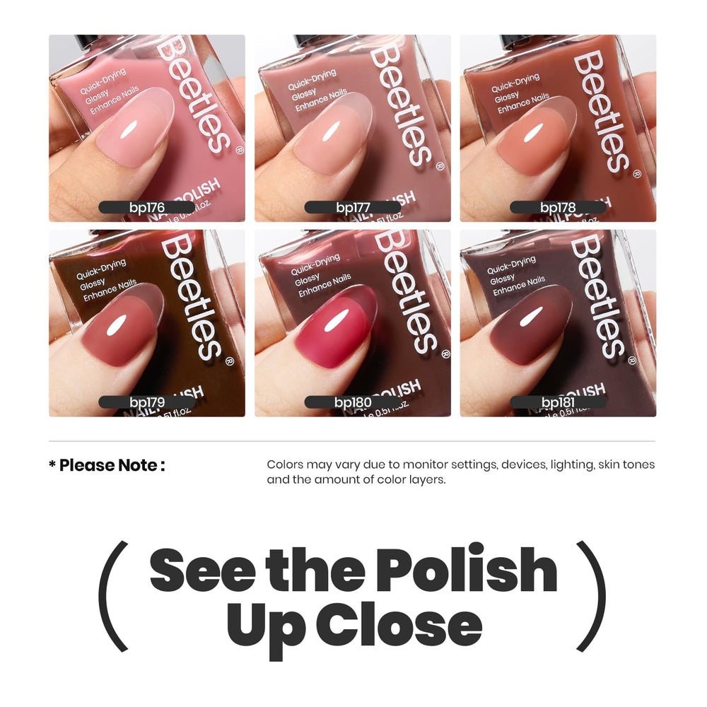 Beetles Jelly Nail Polish Set wear demonstration shows up to eight days of color.