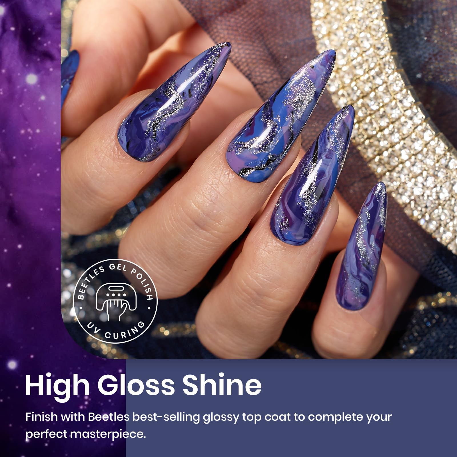 Beetles gel polish curing under LED light for quick durable manicure