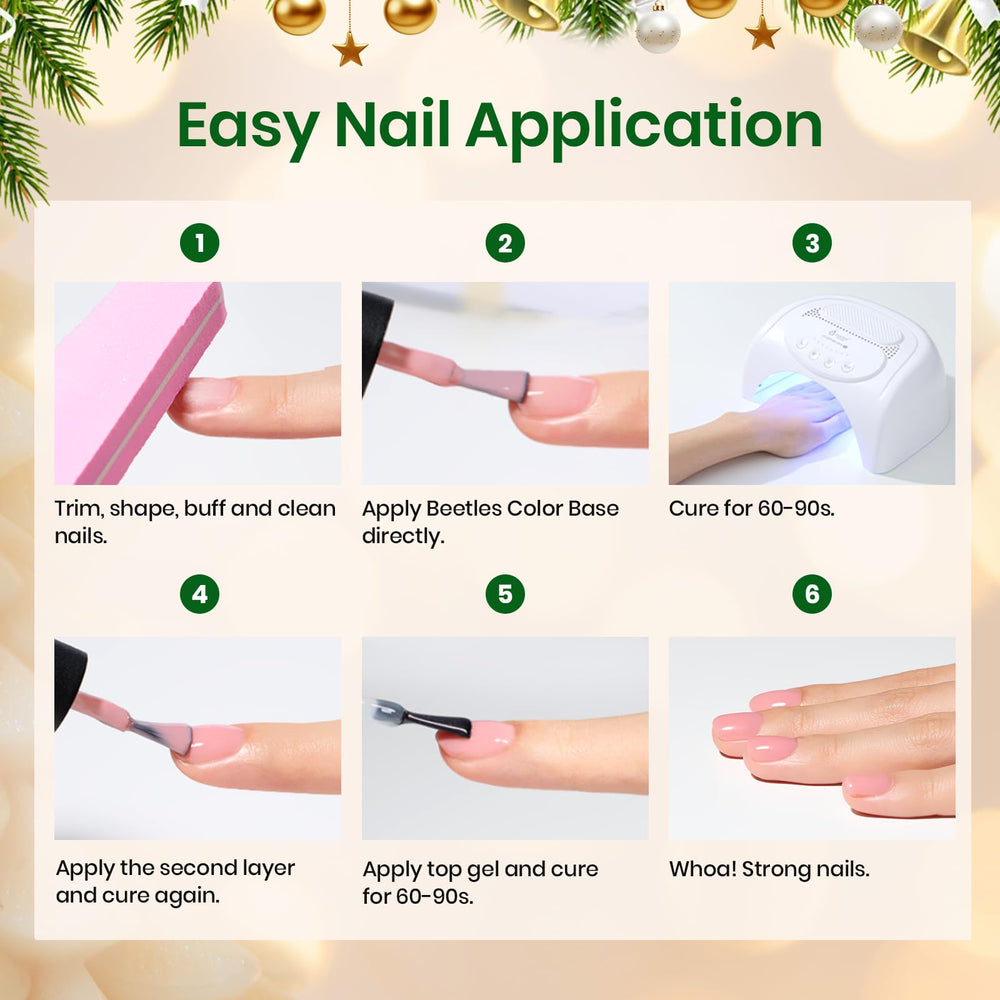 Beetles long-wear base gel finish closeup hints at glossy, durable manicure potential.
