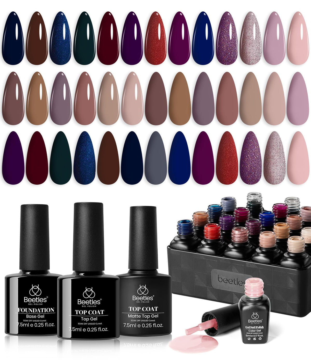 Beetles Manhattan Collection 20 gel polish bottles offering versatile color options.