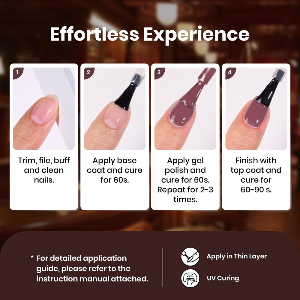 Beetles Manhattan Collection shows compatibility with UV/LED lamps for home manicures.