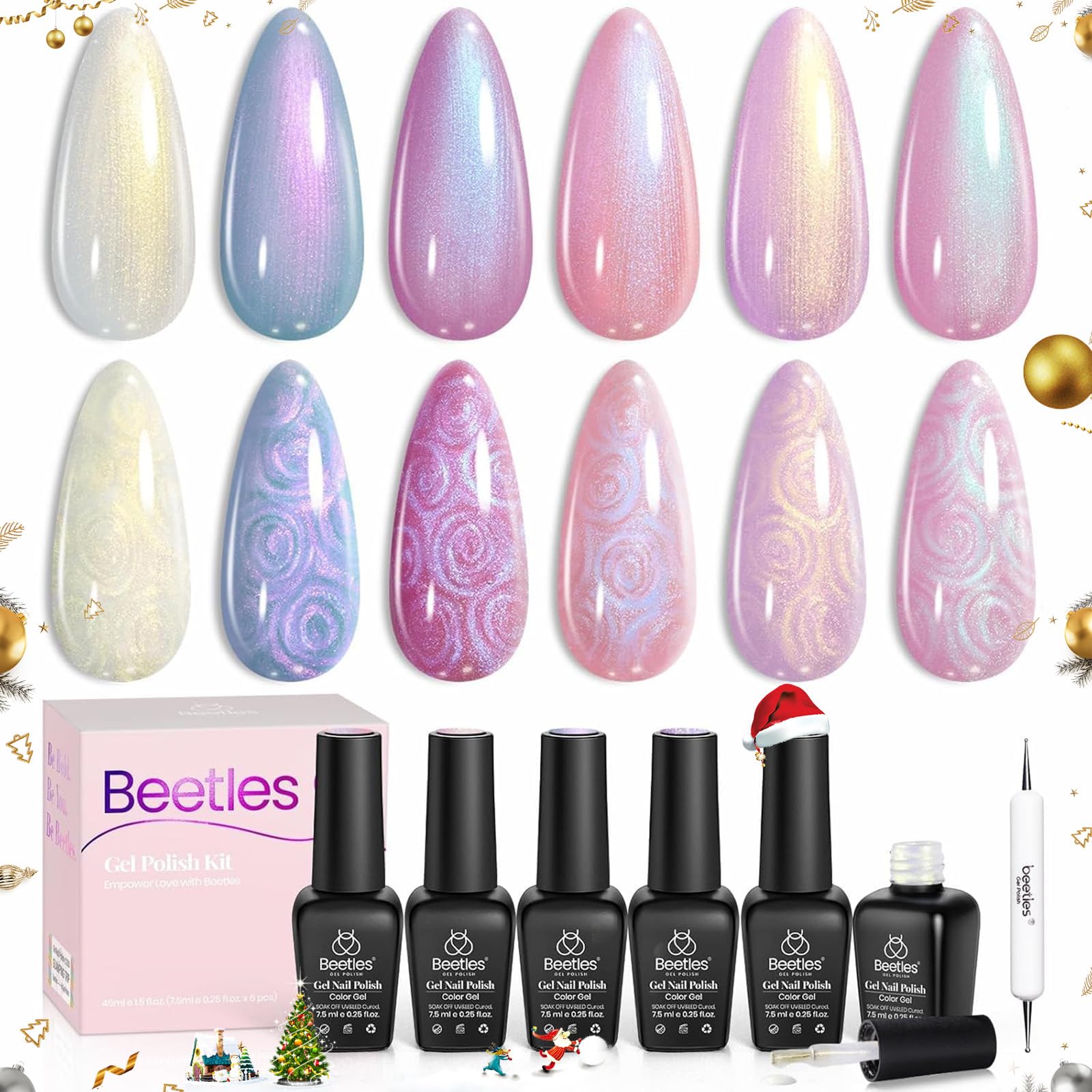 Beetles Mermaid Collection polish set with six shimmering colors for a mermaid-inspired manicure
