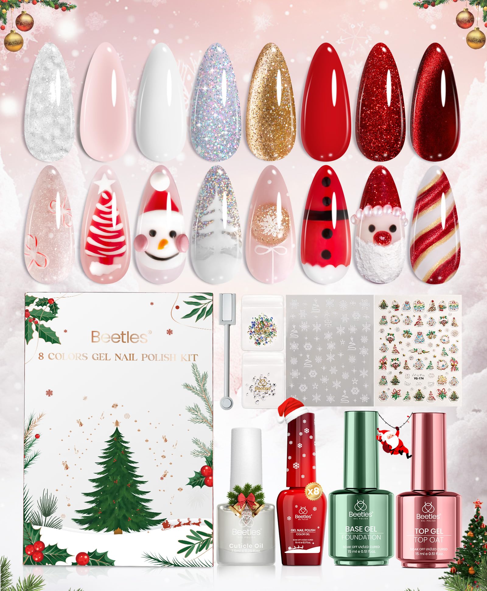 Beetles Merry Glow at-home manicure setup for salon-like results.