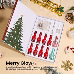 Beetles Merry Glow color swatches reveal eight holiday shades for inspiration.