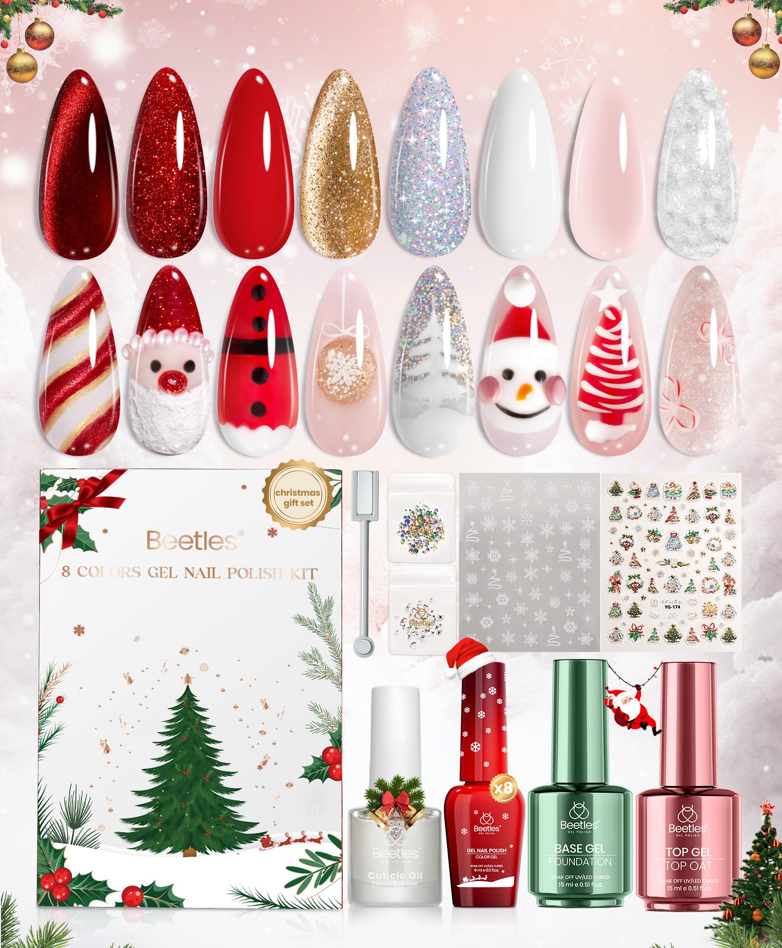 Beetles Merry Glow set front box showcases festive packaging ideal for gifting.