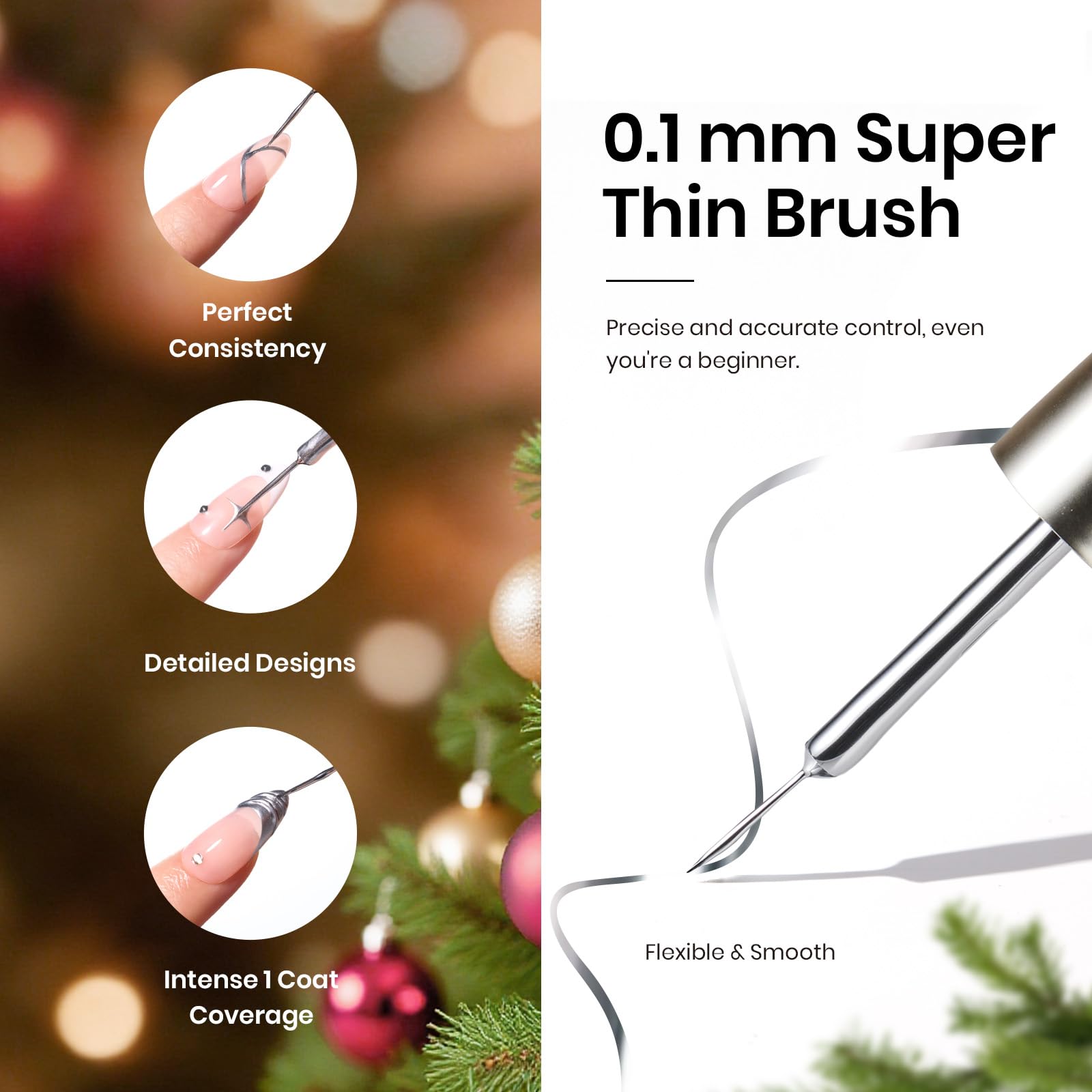 Beetles Metallic Gel Liner brush stroke view demonstrates smooth one-stroke coverage.