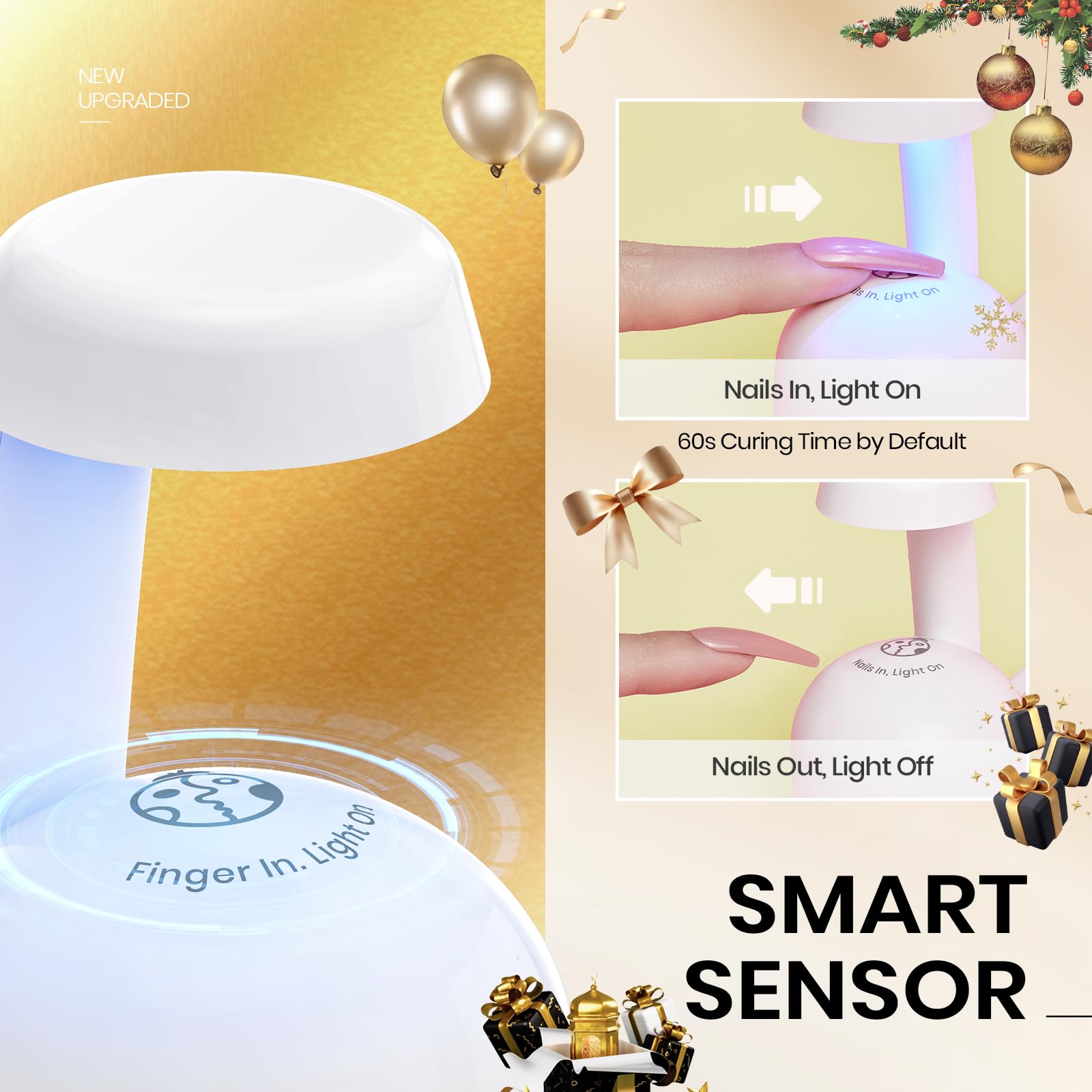 Beetles Mini UV Light fast-drying feature speeds up nail sessions.