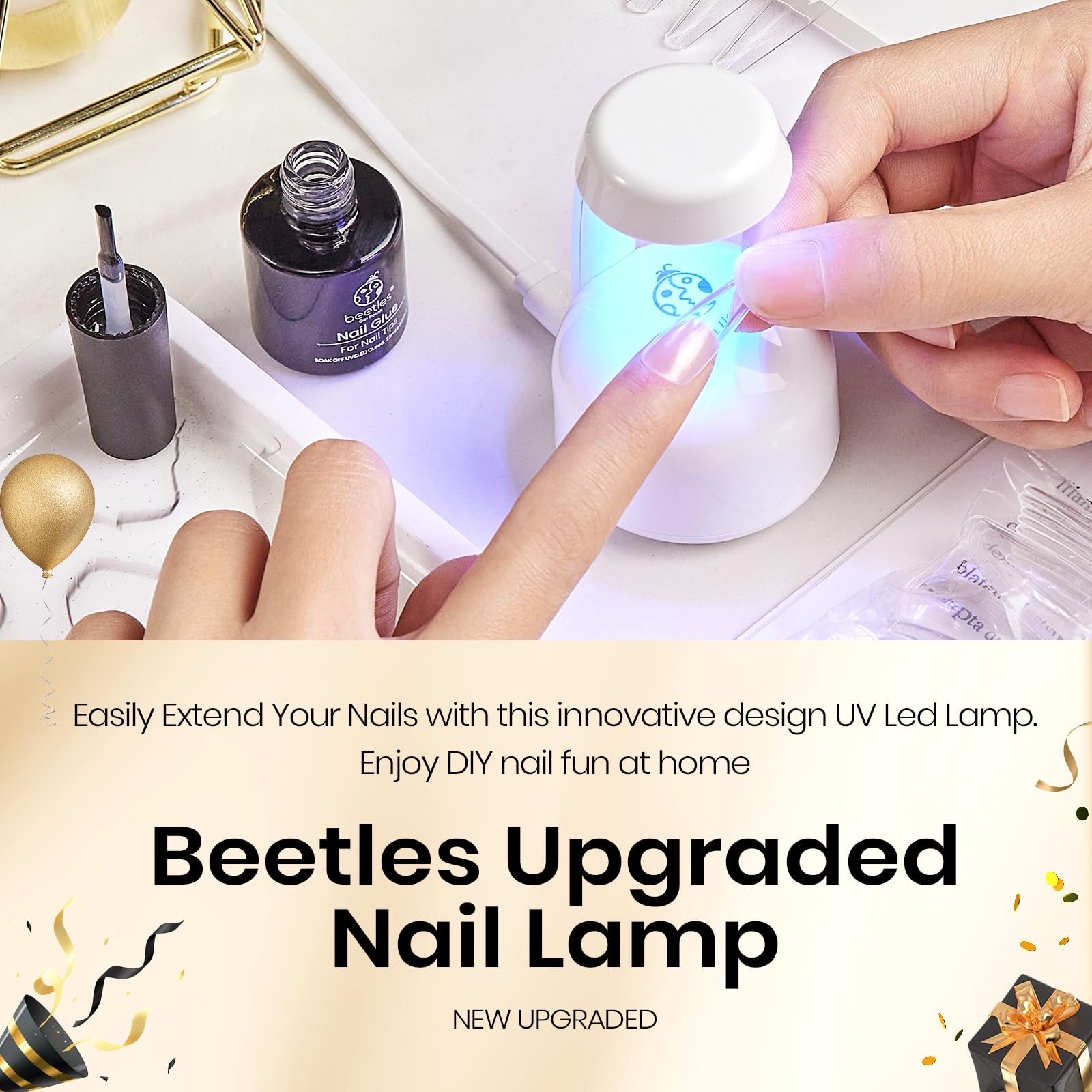 Beetles Mini UV Light smart sensor enables precise curing and hands-free operation at home.