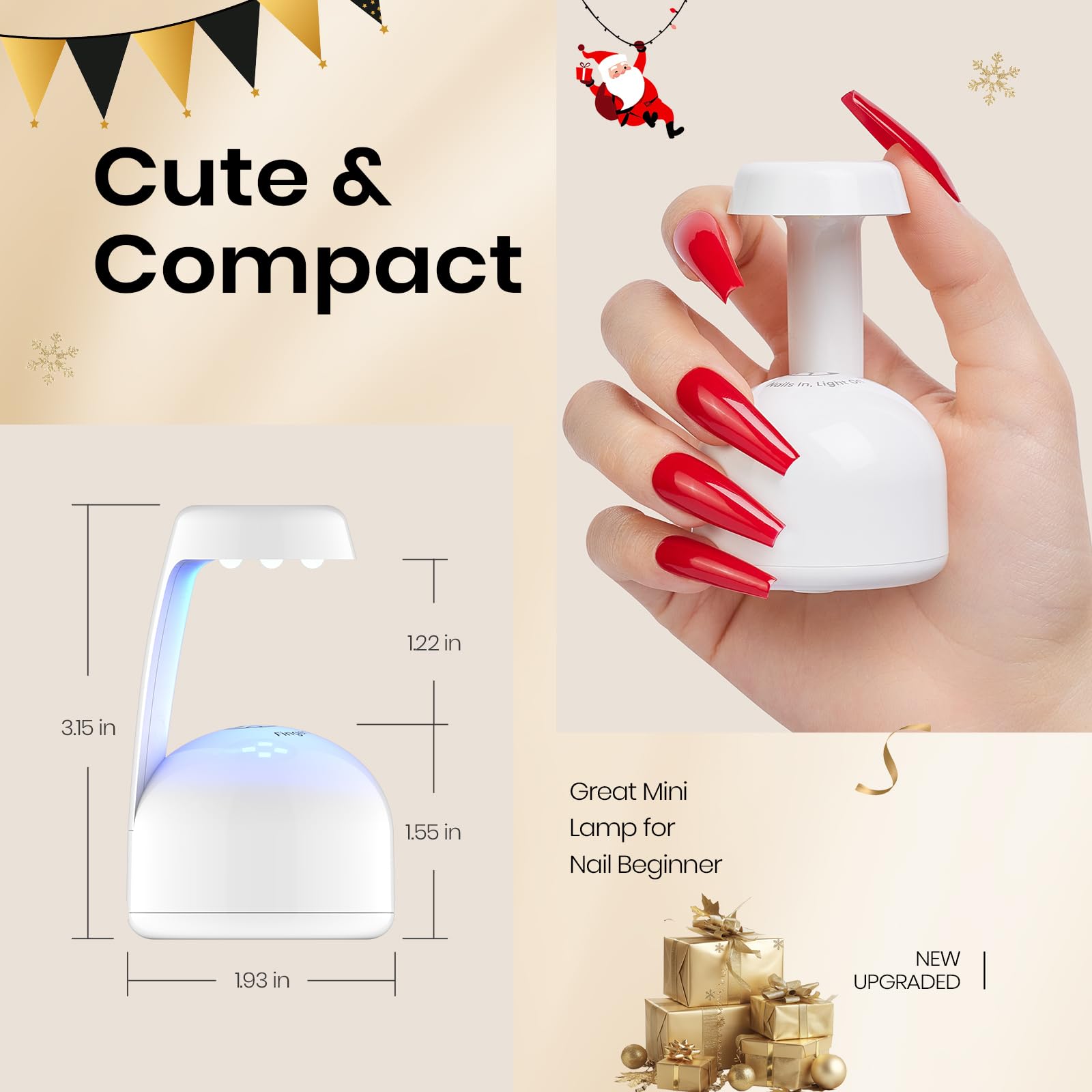 Beetles Mini UV Light touch switch simplifies nail curing tasks.