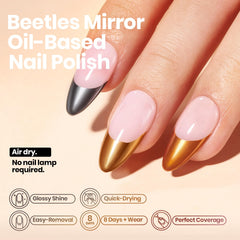 Beetles Mirror Nail Polish Gunmetal provides deep metallic shine for chic, quick-dry nails.