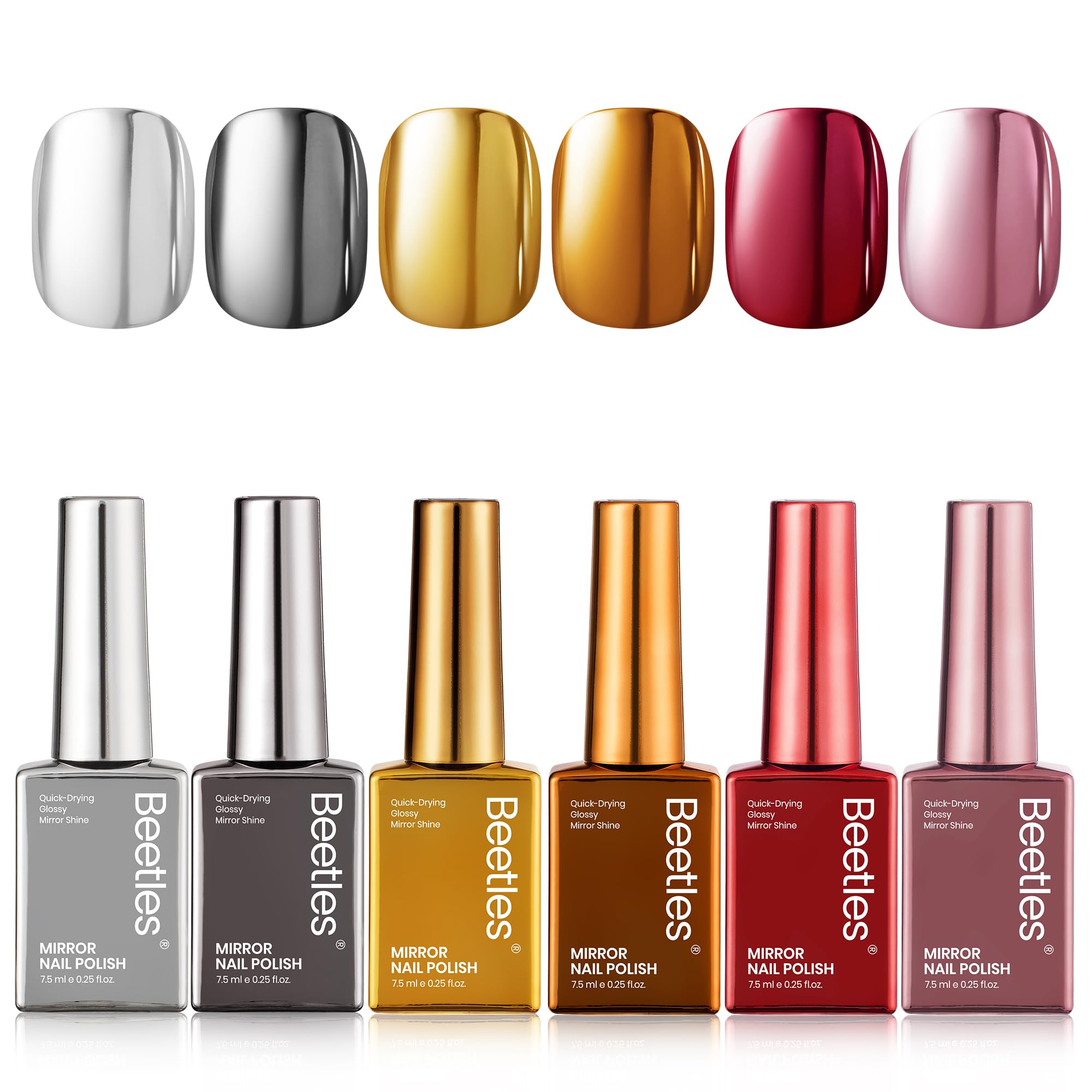 Beetles Mirror Nail Polish Silver delivers chrome shine for bold, fast home touch-ups.