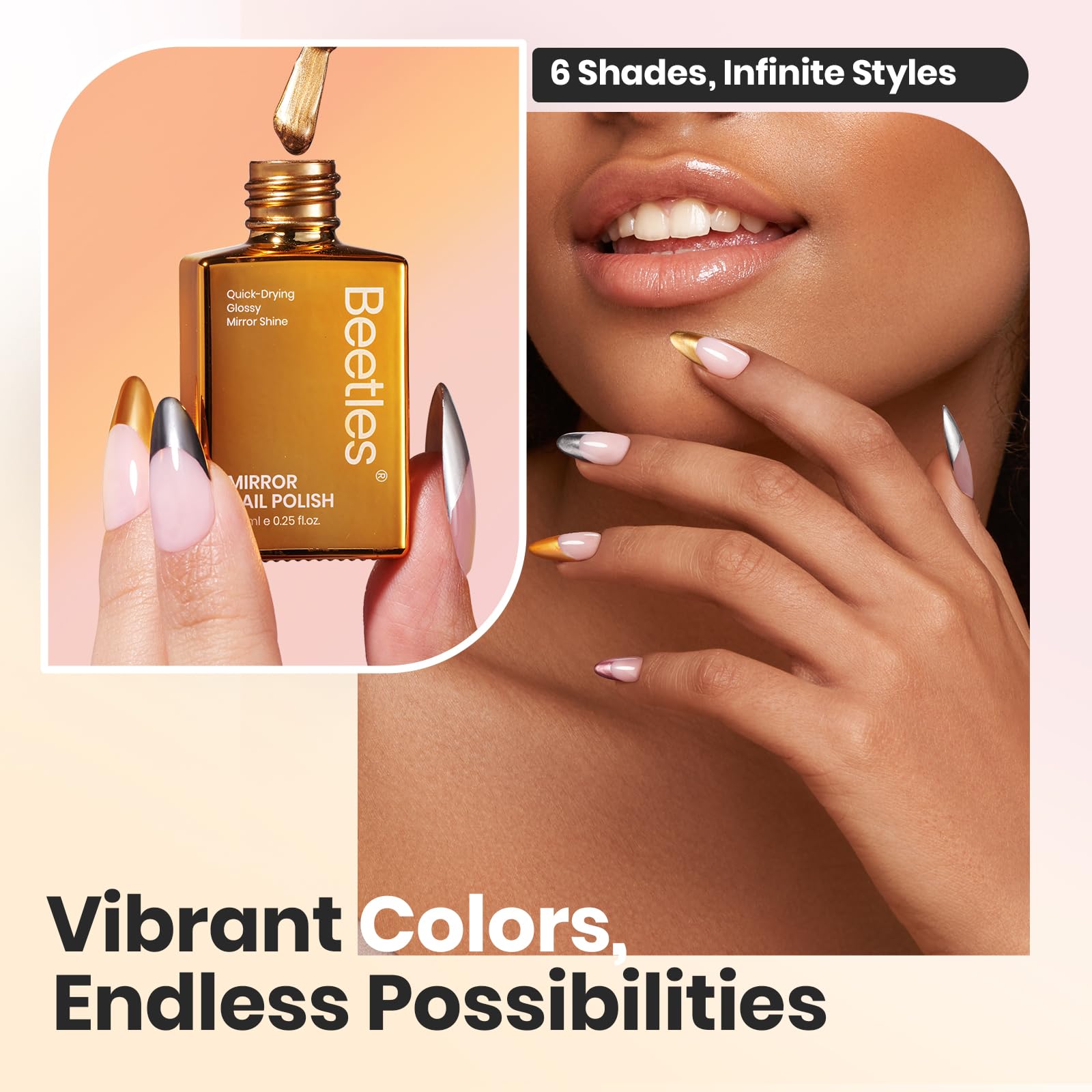 Beetles Mirror Nail Polish Soft Pink provides subtle shine for everyday looks.