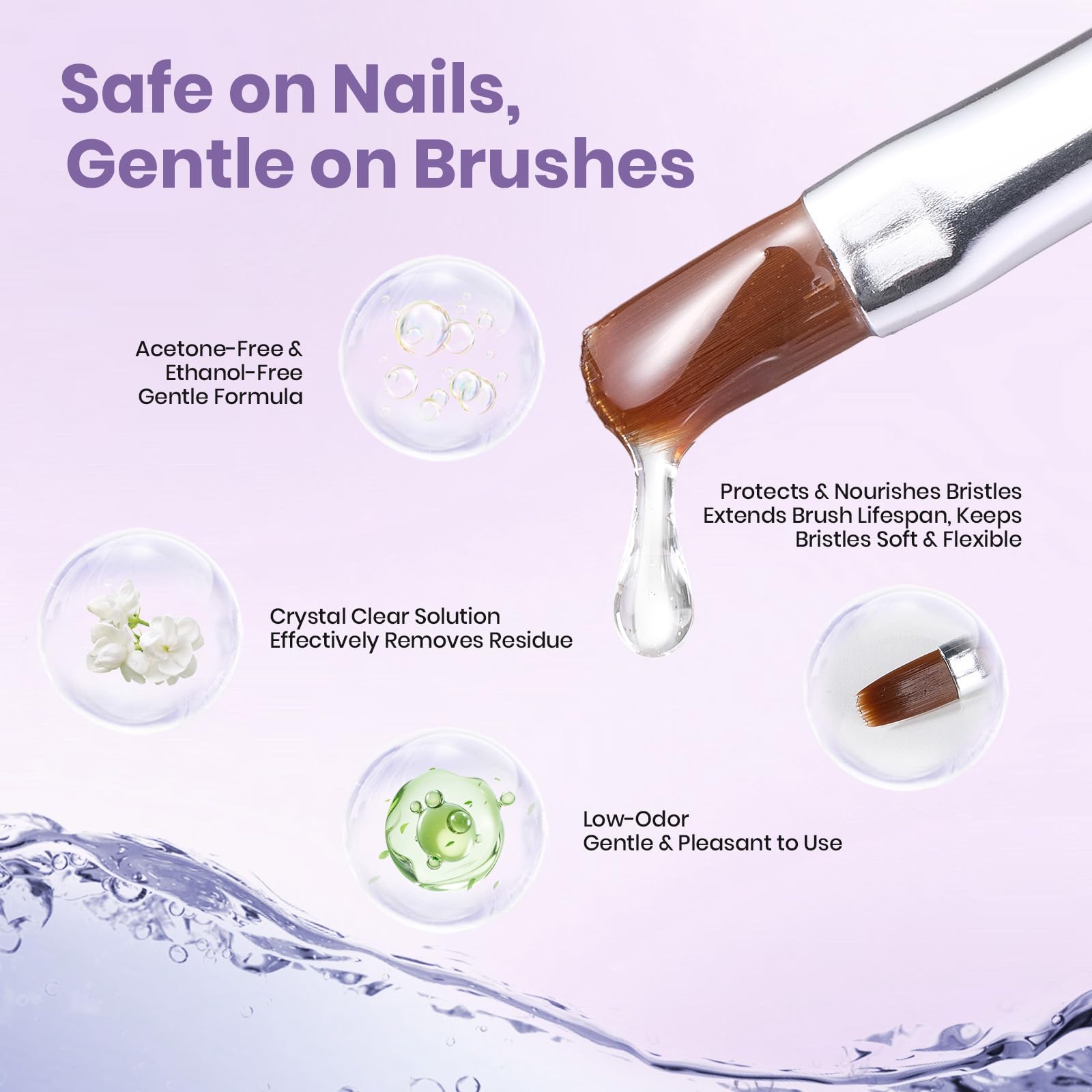 Beetles Nail Art brush cleaner acetone-free formula protects nails and brushes