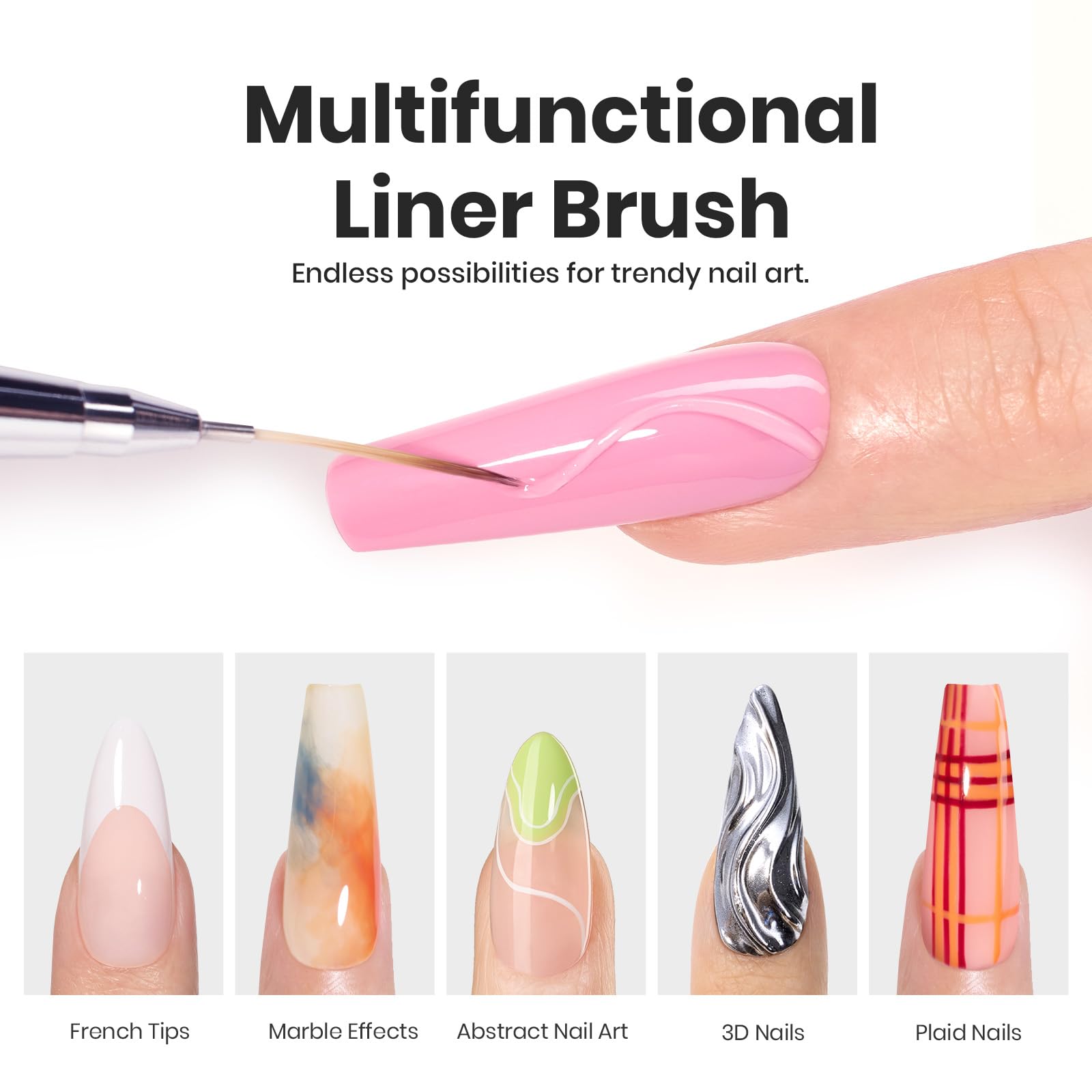 Beetles Gel Polish liner brush with ergonomic purple handle for comfortable longer sessions.
