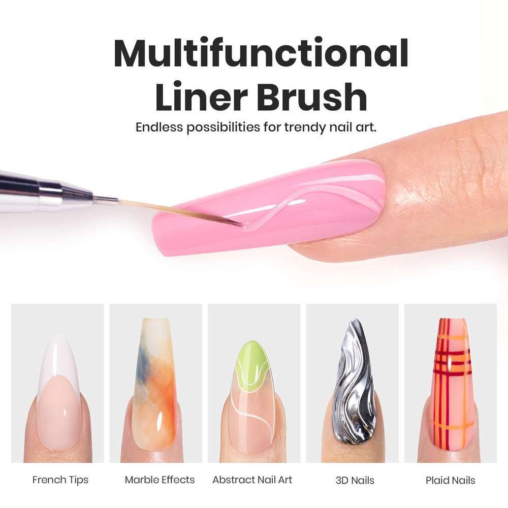 Beetles Gel Polish liner brush with ergonomic purple handle for comfortable longer sessions.