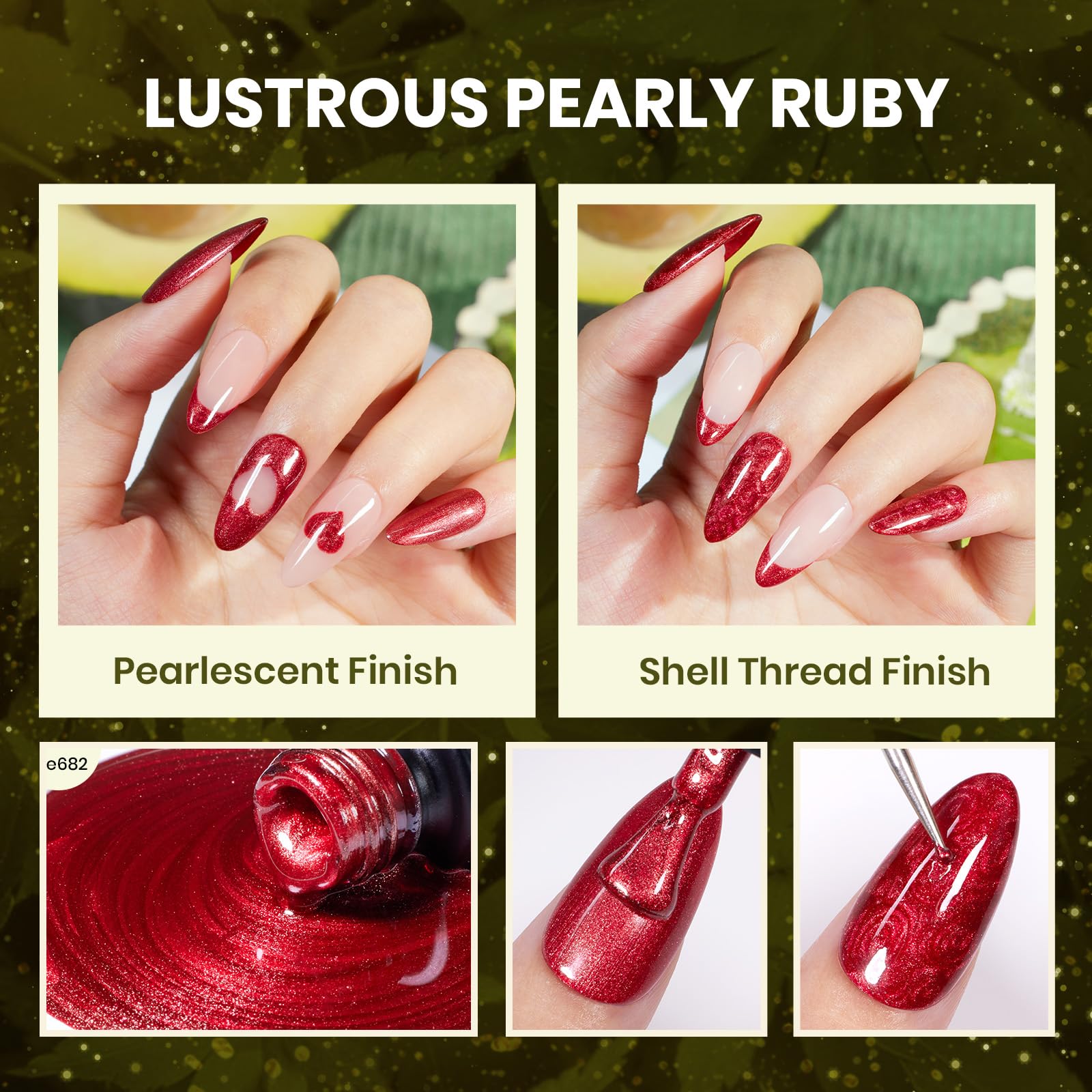 Beetles Glitter Pearl shades add sparkle and depth to festive nail designs.