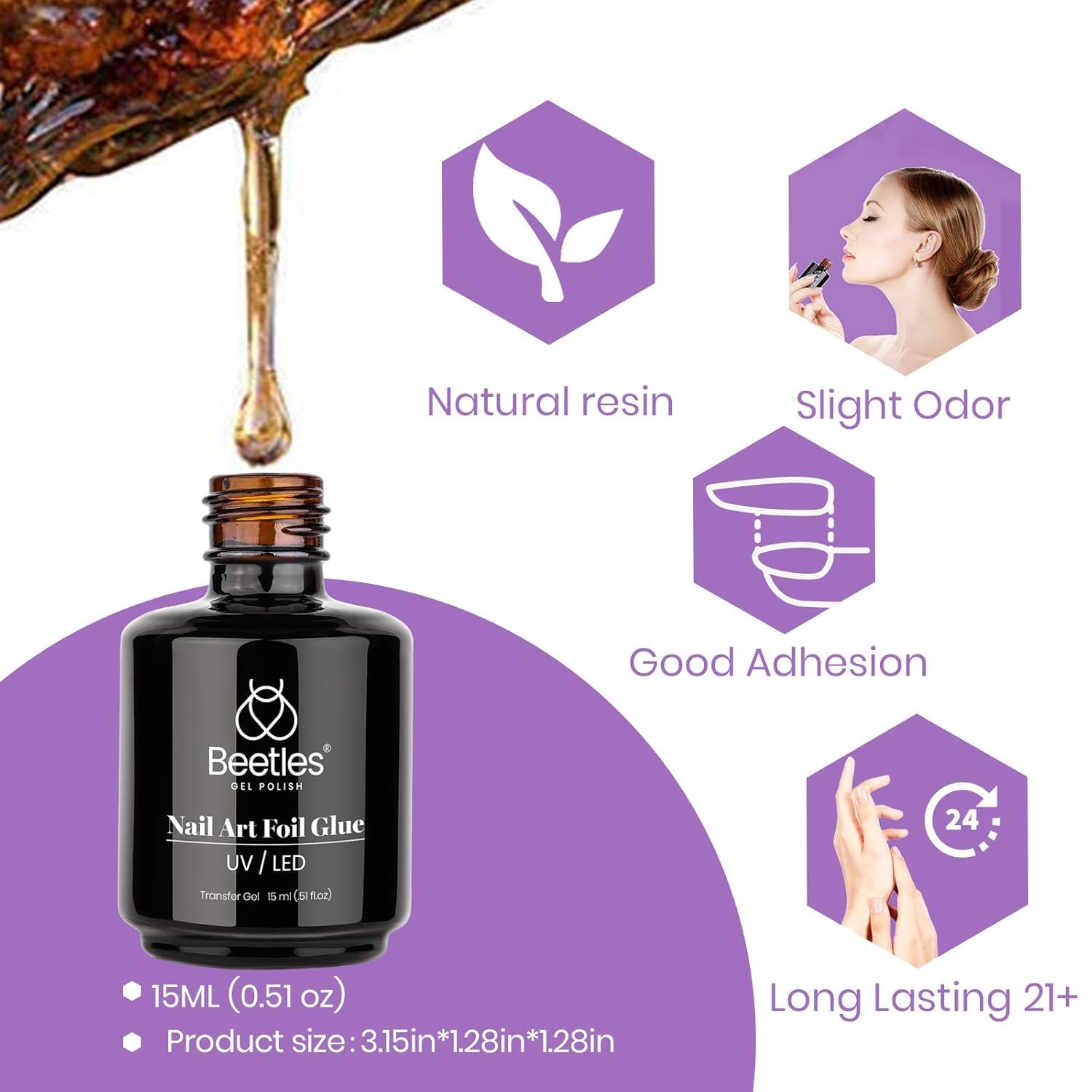 Beetles Nail Art Foil Glue Gel enhances DIY manicure creativity.