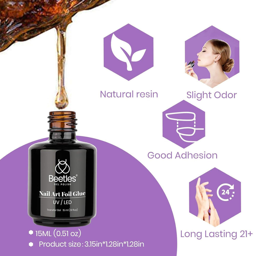 Beetles Nail Art Foil Glue Gel enhances DIY manicure creativity.