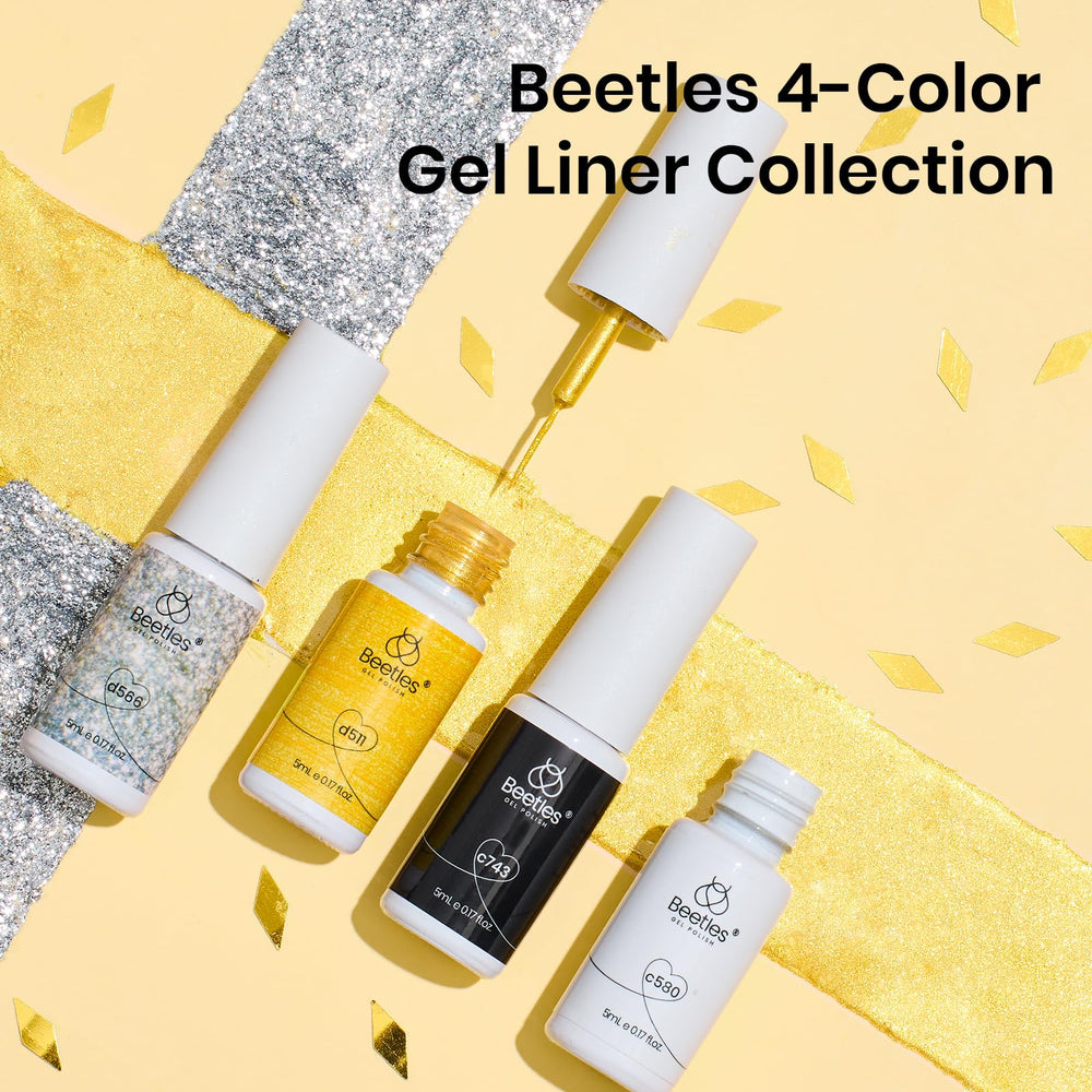 Beetles Nail Art Liner Gel Set cruelty-free badge shown on label.