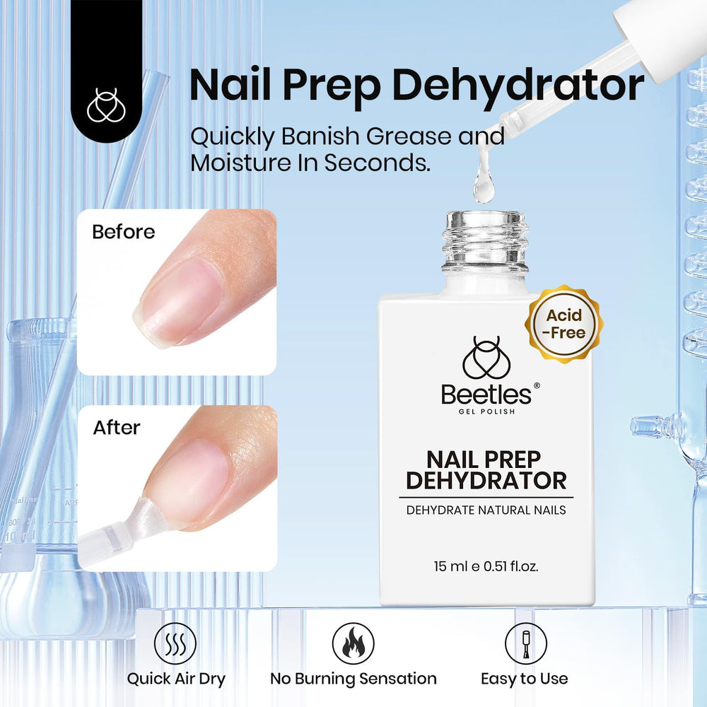 Beetles nail dehydrator bottle closeup clarifying surface prep for better adhesion