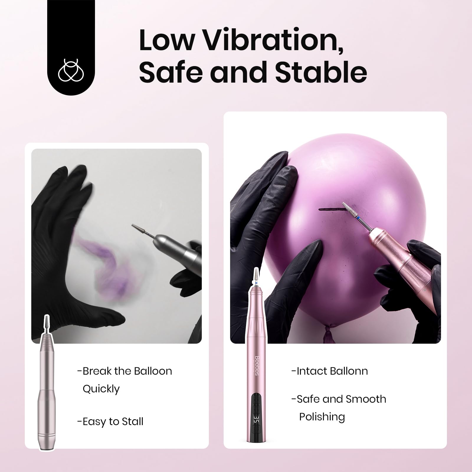 Beetles nail drill with 5-in-1 carbide bit for versatile manicure tasks.