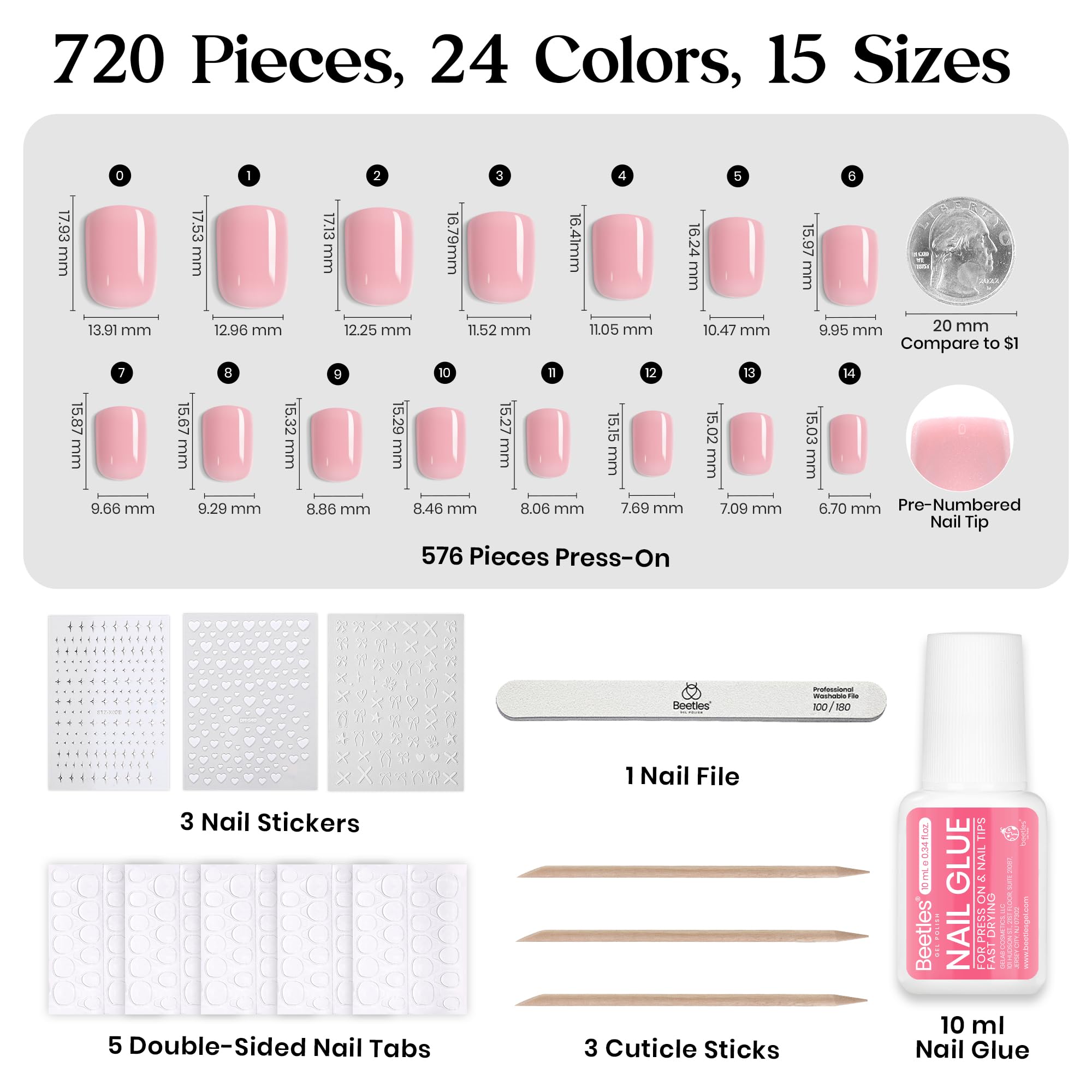 Beetles Nail Glue And Tabs ensure secure adhesion and easy removal.