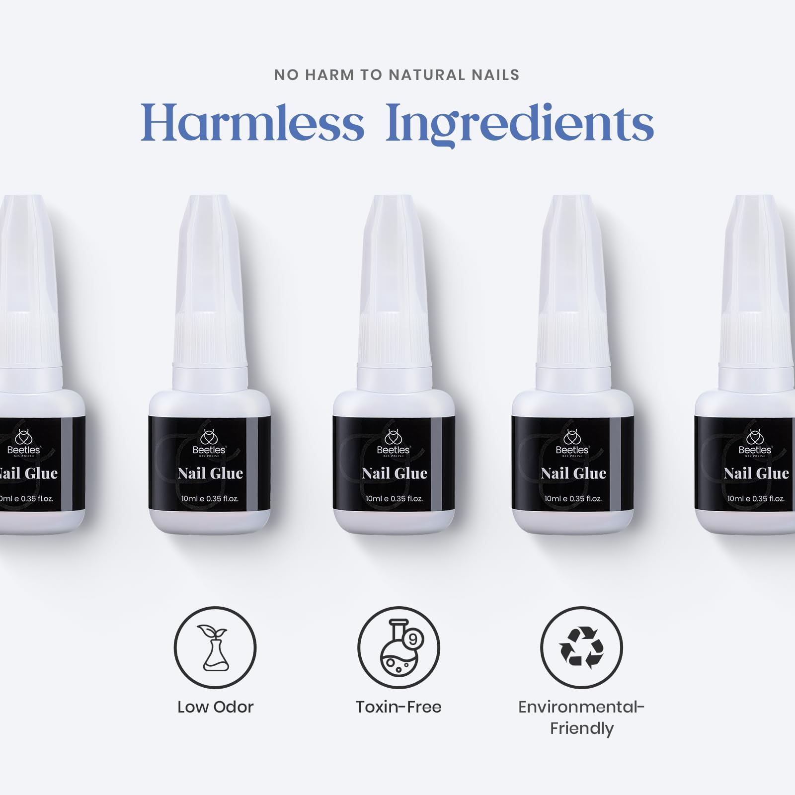 Beetles Gel Polish ethyl cyanoacrylate formula offering safe, strong adhesion.
