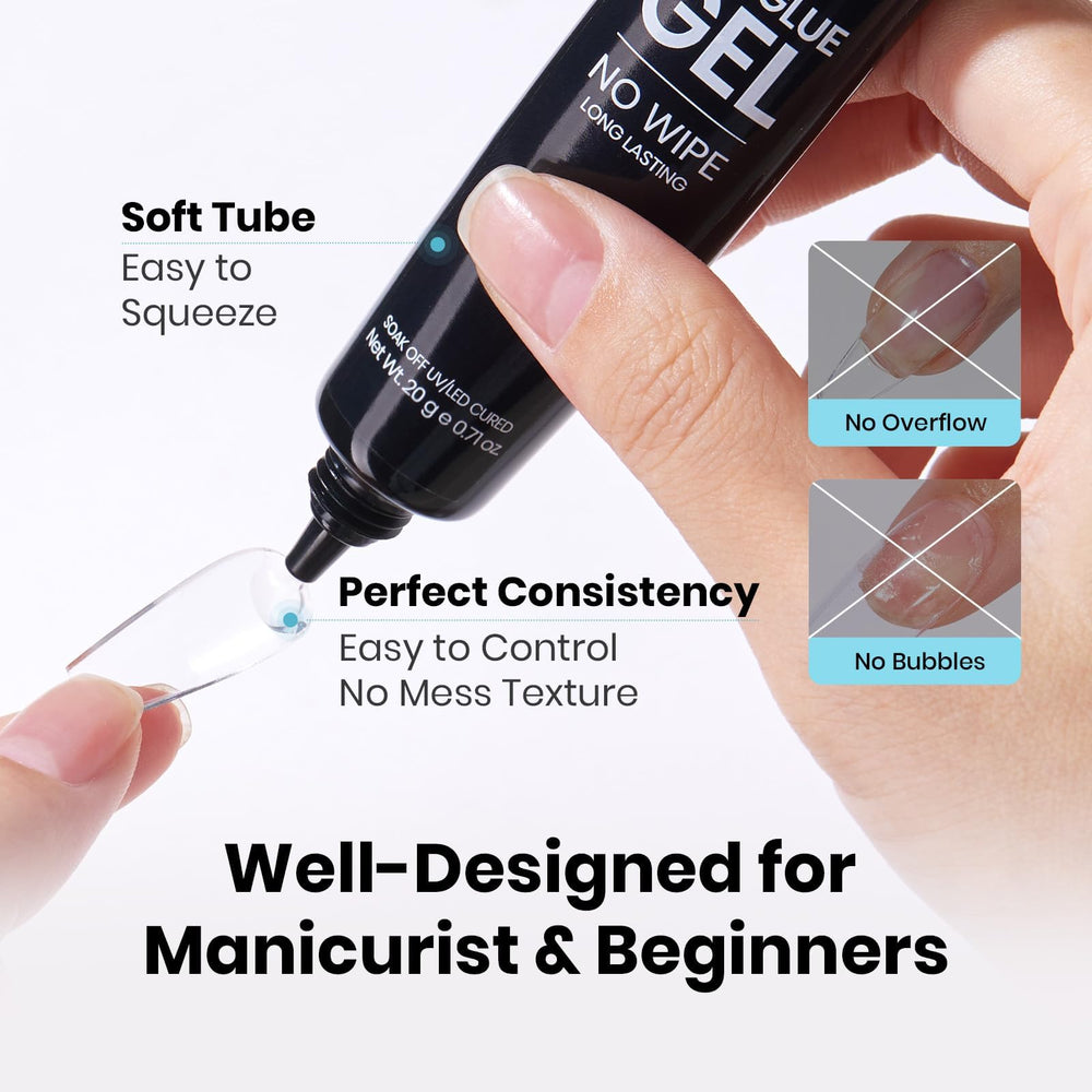 Beetles Nail Glue Gel multi-use design supports 3D sculpting and chrome base use.